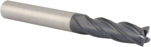 EM15302001 Square End Mill: 5/16 Dia, 1 LOC, 5/16 Shank Dia, 2-3/4 OAL, 4 Flutes, Solid Carbide  