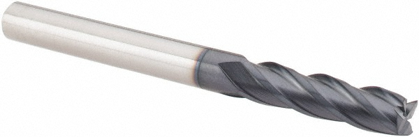 EM15301201 Square End Mill: 3/16 Dia, 3/4 LOC, 3/16 Shank Dia, 2-1/8 OAL, 4 Flutes, Solid Carbide  
