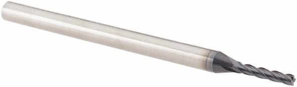 EM15300401 Square End Mill: 1/16 Dia, 5/16 LOC, 1/8 Shank Dia, 2 OAL, 4 Flutes, Solid Carbide  