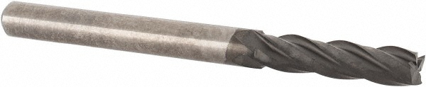 EI107008 Square End Mill: 1/8 Dia, 1/2 LOC, 1/8 Shank Dia, 1-1/2 OAL, 4 Flutes, Solid Carbide  