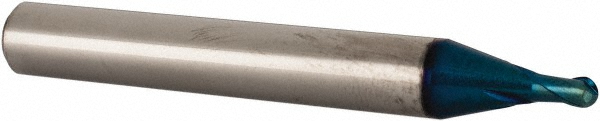 G8A43006 Ball End Mill: 0.0938" Dia, 0.0938" LOC, 2 Flute, Solid Carbide  