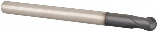 Accupro EM96101601 Ball End Mill: 0.25" Dia, 0.25" LOC, 2 Flute, Solid Carbide 