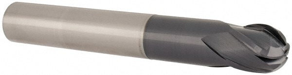 Accupro EM21006401 Ball End Mill: 1" Dia, 1" LOC, 4 Flute, Solid Carbide 