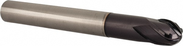 Accupro EM21003201 Ball End Mill: 0.5" Dia, 0.5" LOC, 4 Flute, Solid Carbide 