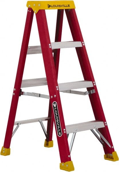Louisville L-3016-04 3-Step Ladder: Fiberglass, Type IA, 4 OAH 