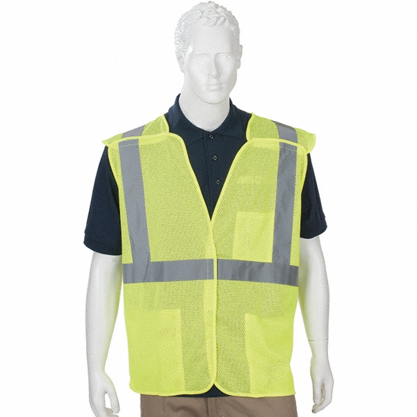 PiP High Visibility Vest - CL2 3 PKT YLW XL HI-VIS POLY MESH FAB VEST | Part #302-5PMVLY-XLOL