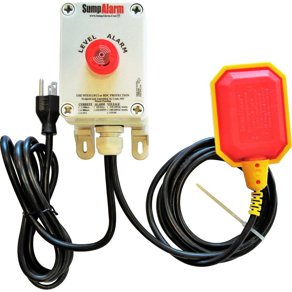 High-Water Alarms; Voltage: 100-120 VAC ; Maximum Operating Temperature C: 60.000 ; Material: Polycarbonate ; Alarm Level: Red warning light; 90DB Horn ; For Use With: Sump Pump; Grinder Pump; Water Storage Tank ; Float Material: Polypropylene