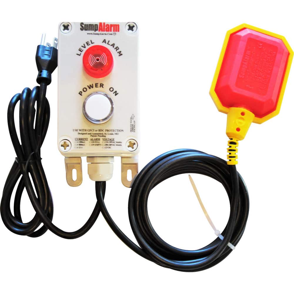 High-Water Alarms; Voltage: 100-120 VAC ; Maximum Operating Temperature C: 60.000 ; Material: Polycarbonate ; Alarm Level: Red warning light; 90DB Horn; White Power Indicator Light ; For Use With: Sump Pump; Grinder Pump; Water Storage Tank
