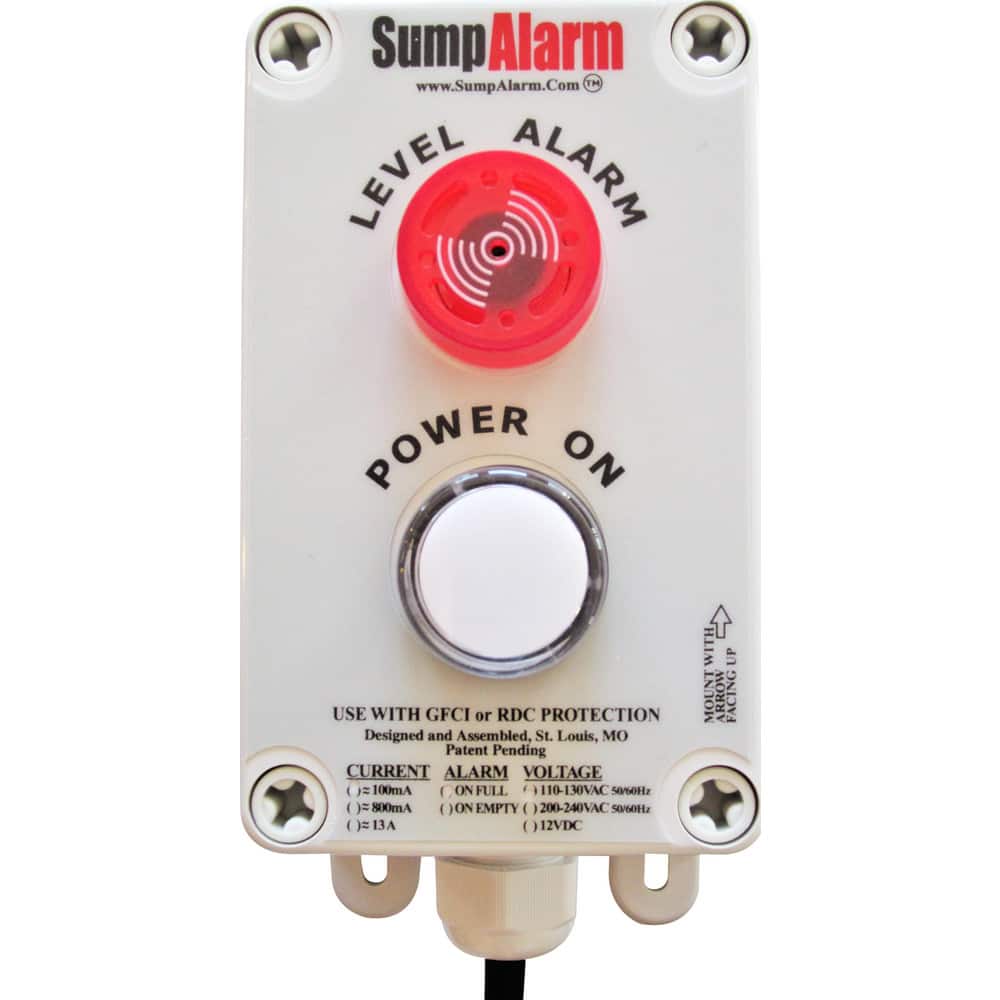 High-Water Alarms; Voltage: 100-120 VAC ; Maximum Operating Temperature C: 60.000 ; Material: Polycarbonate ; Alarm Level: Red warning light; 90DB Horn; White Power Indicator Light ; For Use With: Grinder Pump; Septic Tank; Sewage