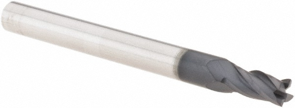 Square End Mill: 5/32" Dia, 5/16" LOC, 4 Flute, Solid Carbide - 2" OAL, 3/16" Shank Dia, 30 deg Helix, Ti-NAMITE-A Finish, Single End, Series 16