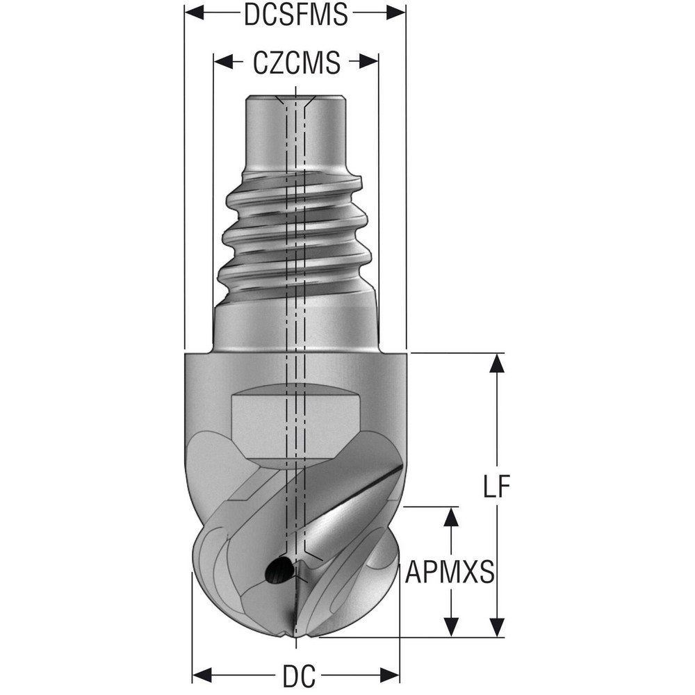 Seco Ball End Mill Heads; Mill Diameter (mm) 16.00; Mill Diameter (Decimal Inch) 0.6299