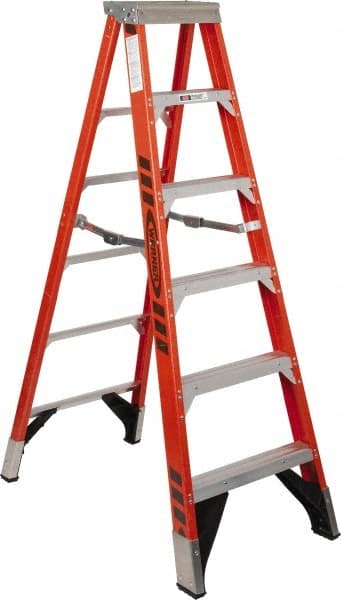 Werner 7406 5-Step Ladder: Fiberglass, Type IAA, 375 lb Capacity, 6 OAH 