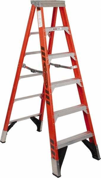 5 Step Fiberglass Foldable Step Ladder: Type IAA 375 lb Capacity 6' Height - 42-7/8" Base Spread