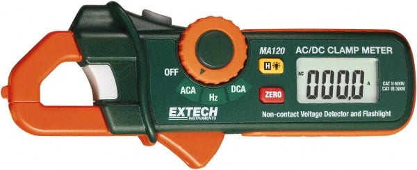 Extech MA120 Auto Ranging Clamp Meter: CAT II, 0.7" Jaw, Clamp On Jaw 
