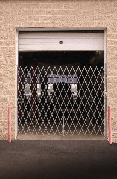 Single Folding Gate: 78" High, Steel Frame, Silver