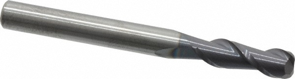 12181351 Corner Radius End Mill: 1/4" Dia, 3/4" LOC, 0.06" Radius, 2 Flutes, Solid Carbide  