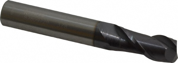 Accupro 12181426 Corner Radius End Mill: 3/8" Dia, 7/8" LOC, 0.02" Radius, 2 Flutes, Solid Carbide 