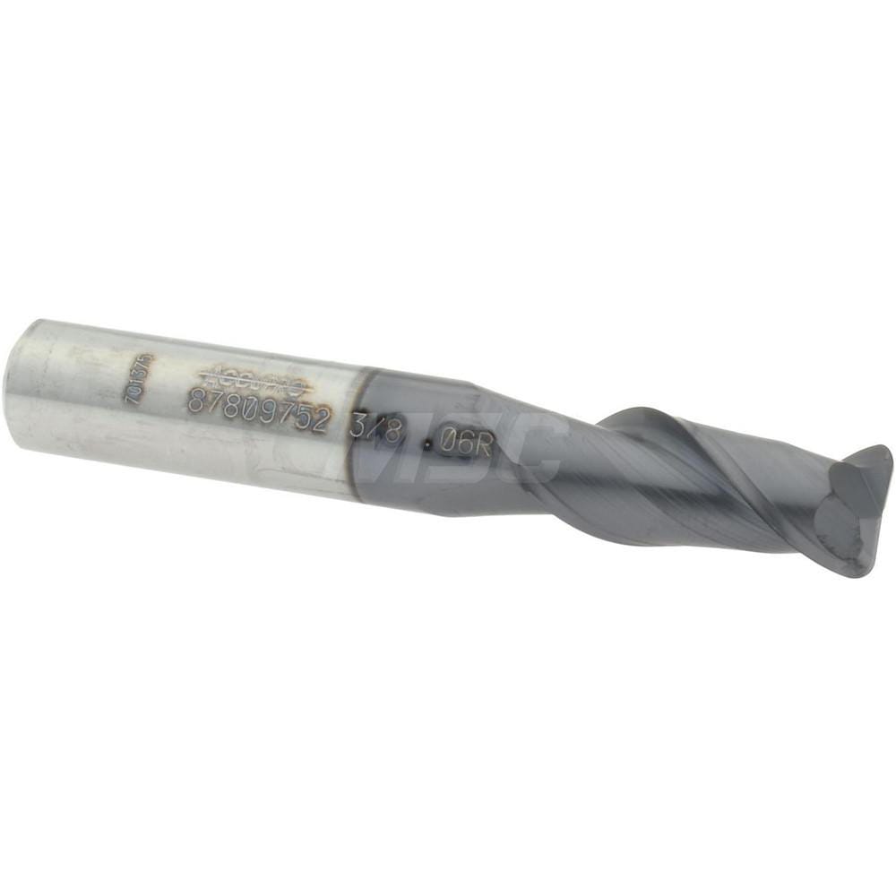 Accupro 12181429 Corner Radius End Mill: 3/8" Dia, 7/8" LOC, 0.06" Radius, 2 Flutes, Solid Carbide 