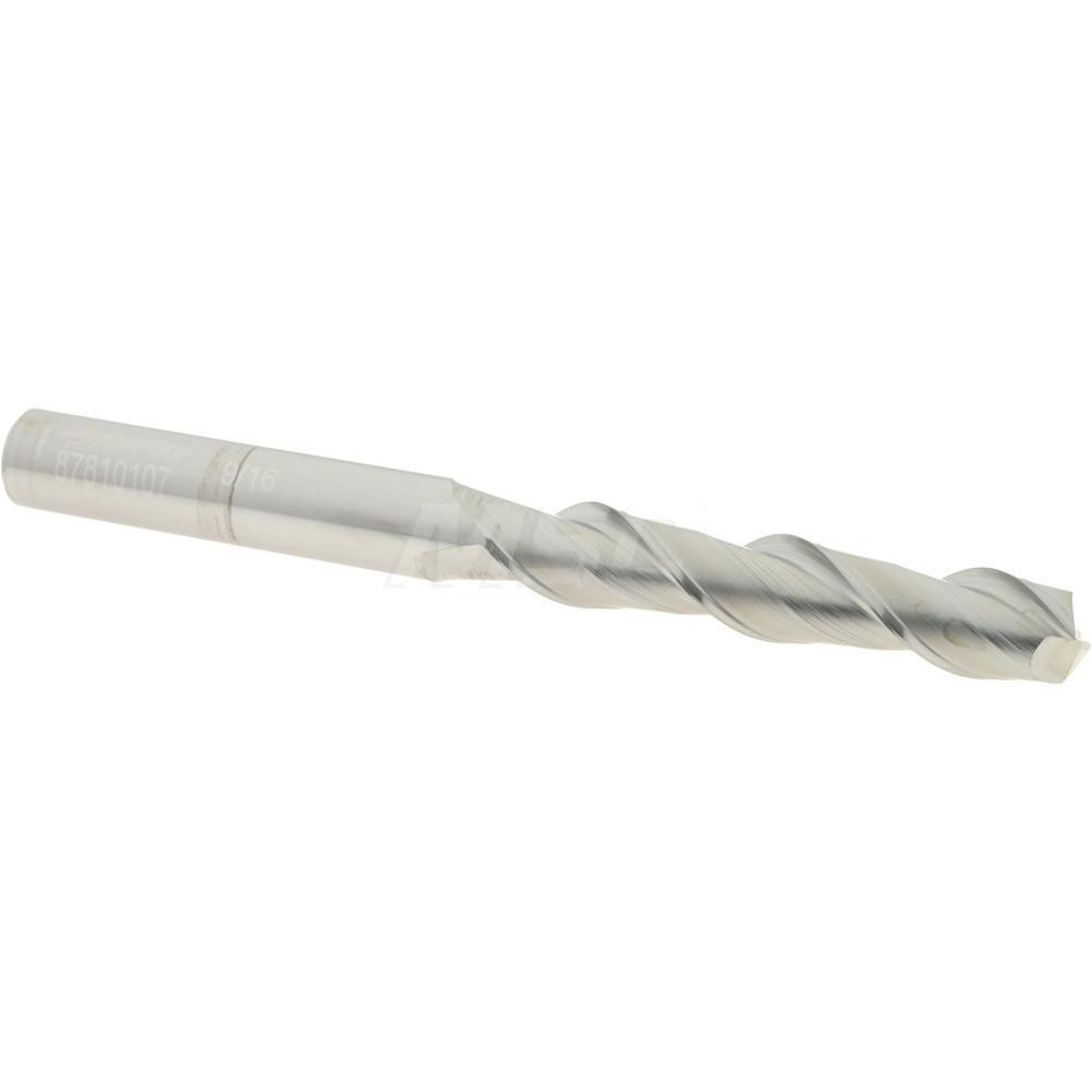12181764 Square End Mill: 9/16 Dia, 3 LOC, 9/16 Shank Dia, 6 OAL, 2 Flutes, Solid Carbide  