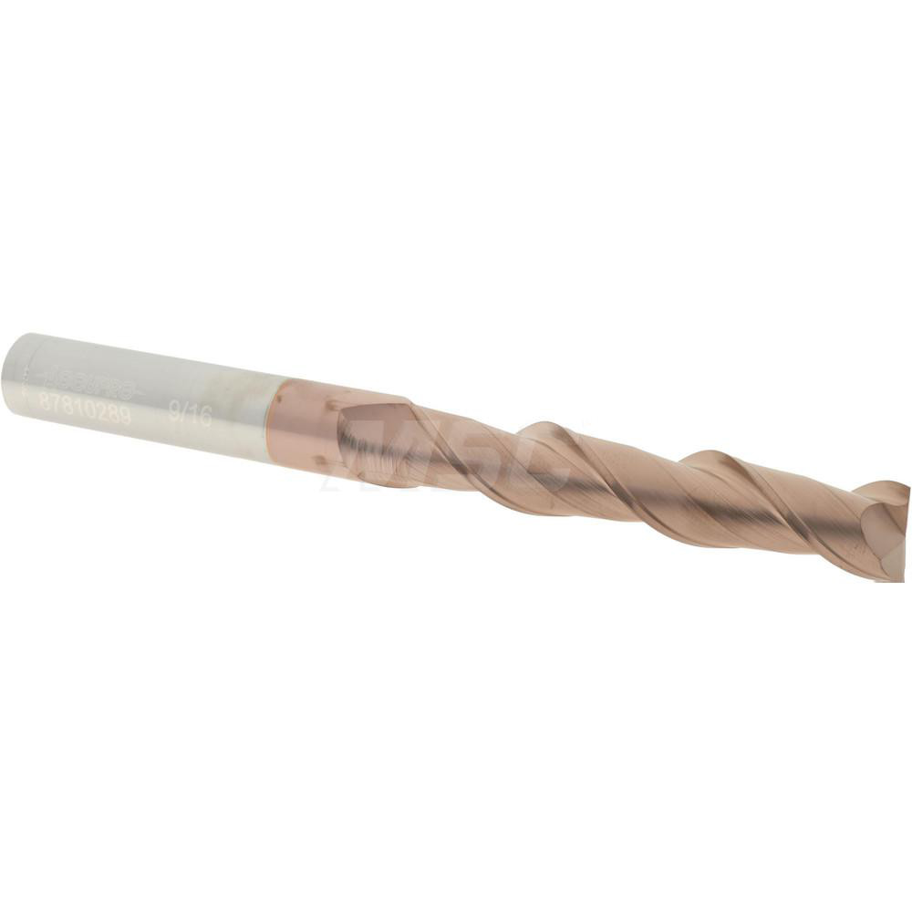 12181765 Square End Mill: 9/16 Dia, 3 LOC, 9/16 Shank Dia, 6 OAL, 2 Flutes, Solid Carbide  