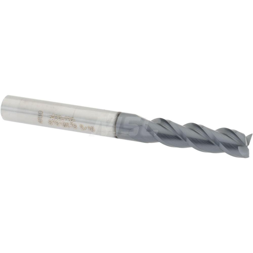 12182216 Square End Mill: 5/16 Dia, 1-1/8 LOC, 5/16 Shank Dia, 3 OAL, 3 Flutes, Solid Carbide  