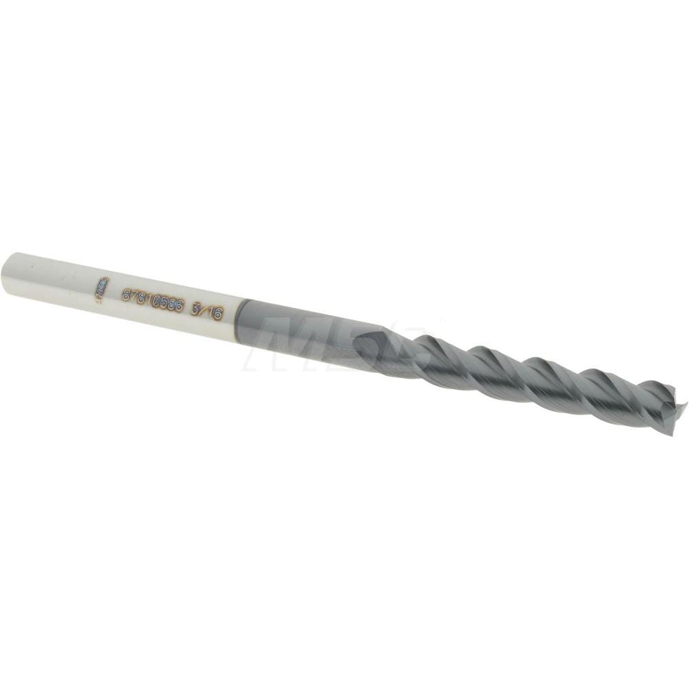 Accupro 12182240 Square End Mill: 3/16 Dia, 1-1/8 LOC, 3/16 Shank Dia, 3 OAL, 3 Flutes, Solid Carbide 