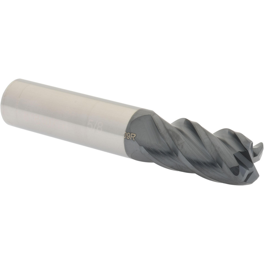 Accupro 12182645 Corner Radius End Mill: 5/8" Dia, 1-1/4" LOC, 0.09" Radius, 4 Flutes, Solid Carbide Image