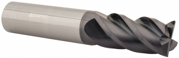 Accupro 12182676 Corner Radius End Mill: 3/4" Dia, 1-1/2" LOC, 0.015" Radius, 4 Flutes, Solid Carbide Image