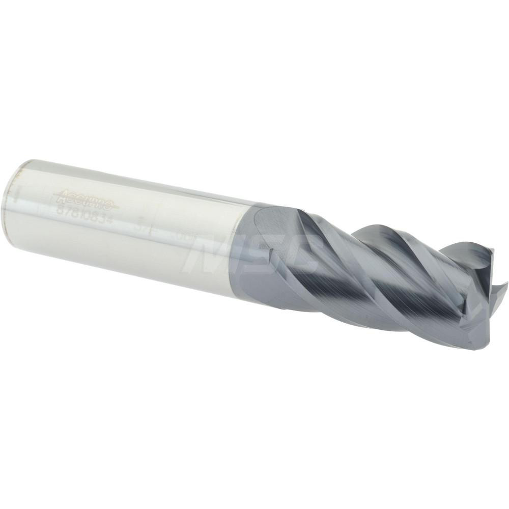 Accupro 12182680 Corner Radius End Mill: 3/4" Dia, 1-1/2" LOC, 0.06" Radius, 4 Flutes, Solid Carbide Image