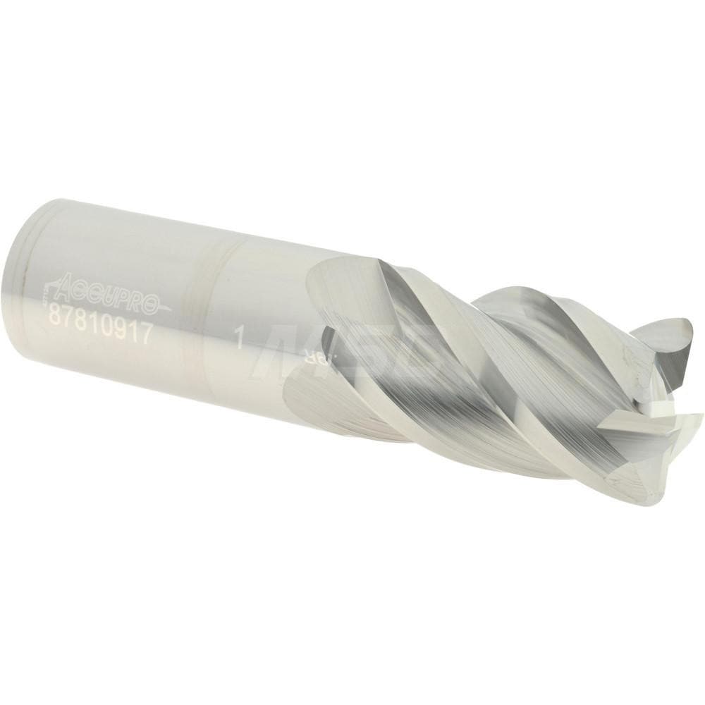 Accupro 12182354 Corner Radius End Mill: 1" Dia, 1-3/4" LOC, 0.09" Radius, 4 Flutes, Solid Carbide Image