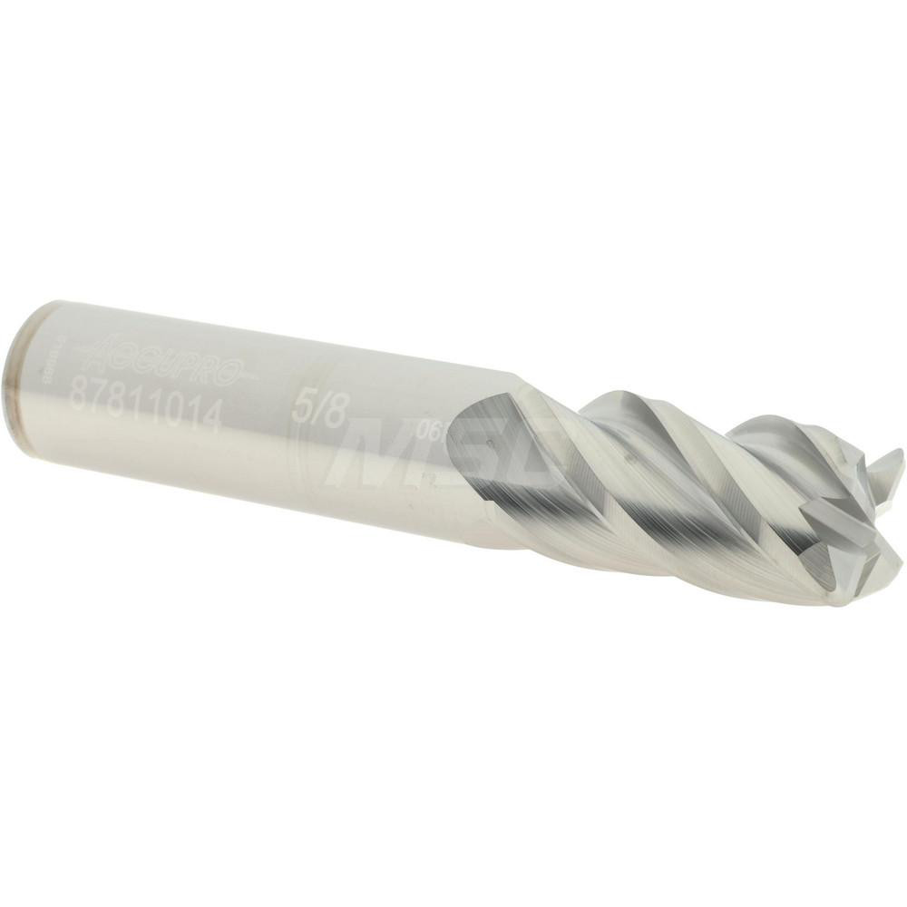 Accupro 12182626 Corner Radius End Mill: 5/8" Dia, 1-1/4" LOC, 0.06" Radius, 4 Flutes, Solid Carbide Image