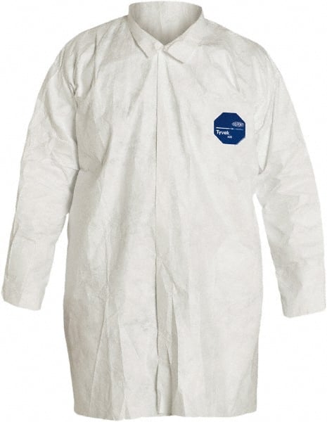 Lab Coat: Aerosols, Hazardous Dry Particulates & Non-Hazardous Light Liquid Splash, 1.20 oz Material, Size 2X-Large, Tyvek