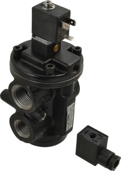 Mechanically Operated Valve: Poppet, Solenoid Actuator, 1/2" Inlet, 1/2" Outlet, 2 Position