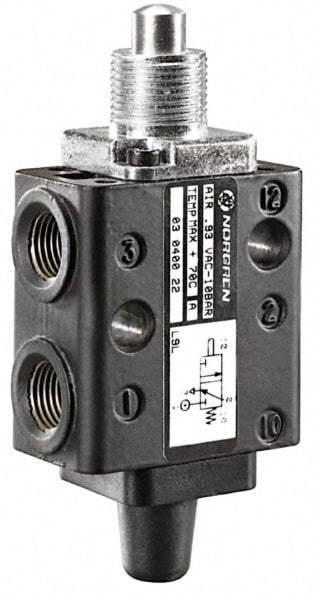 Norgren X3044022 Mechanically Operated Valve: Packed Spool, Plunger Actuator, 1/8" Inlet, 2 Position Image