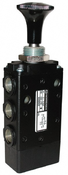 Norgren 3062522 Manually Operated Valve: 0.38" NPT Outlet, Packed Spool, Knob Actuated Image