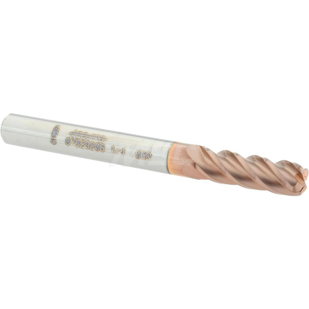 12182465 Corner Radius End Mill: 1/4" Dia, 3/4" LOC, 0.06" Radius, 4 Flutes, Solid Carbide  