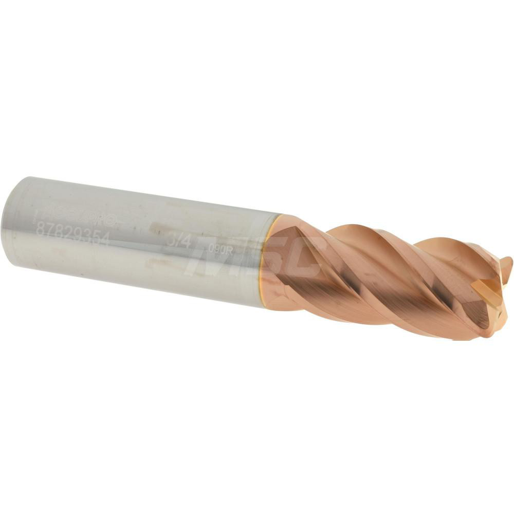 Accupro 12182672 Corner Radius End Mill: 3/4" Dia, 1-1/2" LOC, 0.09" Radius, 4 Flutes, Solid Carbide Image