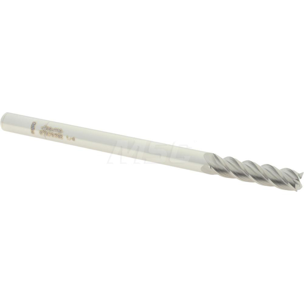 12183471 Square End Mill: 1/4 Dia, 1 LOC, 1/4 Shank Dia, 4 OAL, 4 Flutes, Solid Carbide  