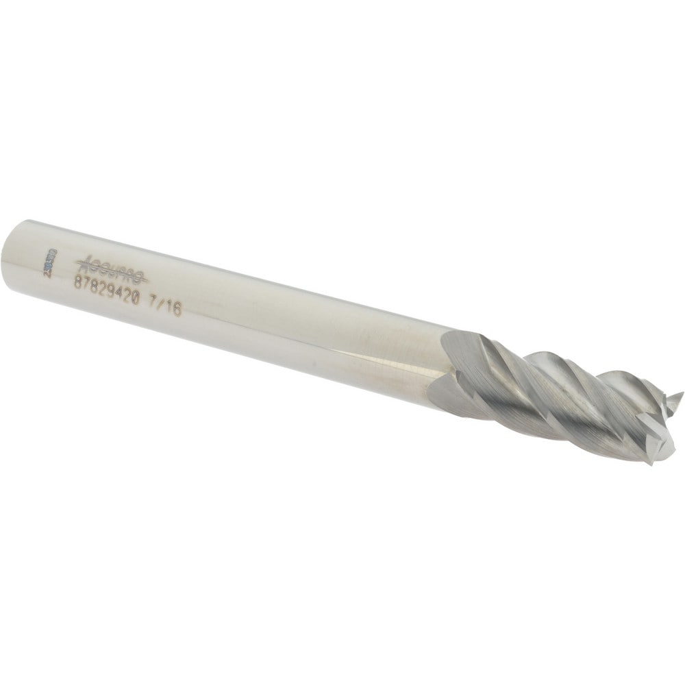 Accupro 12183549 Square End Mill: 7/16 Dia, 1 LOC, 7/16 Shank Dia, 4 OAL, 4 Flutes, Solid Carbide 