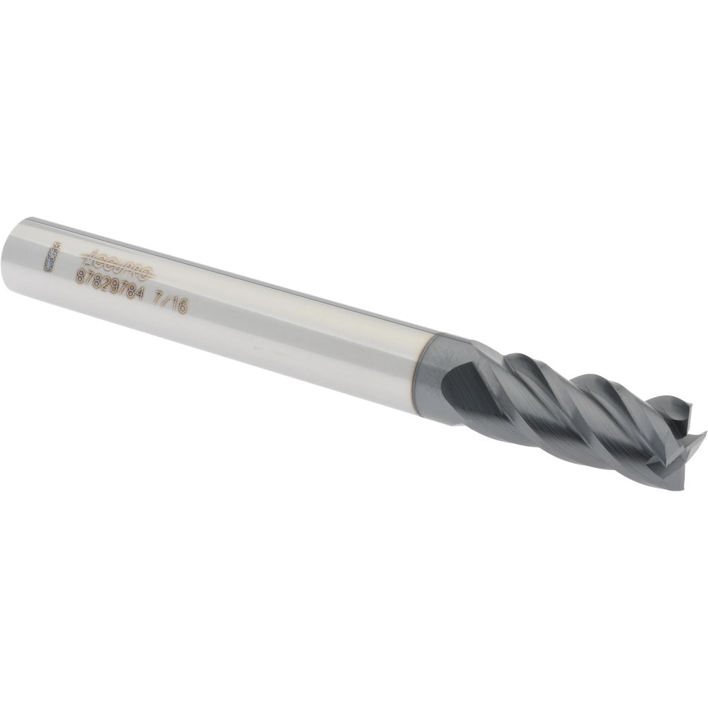 Accupro 12183551 Square End Mill: 7/16 Dia, 1 LOC, 7/16 Shank Dia, 4 OAL, 4 Flutes, Solid Carbide 