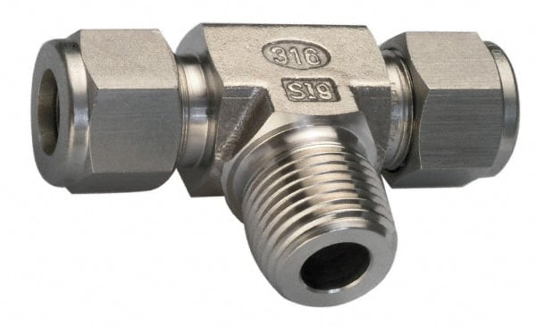 Ham-Let 3000611 Compression Tube Male Branch Tee: 3/8" Thread, Compression x Compression x MNPT 