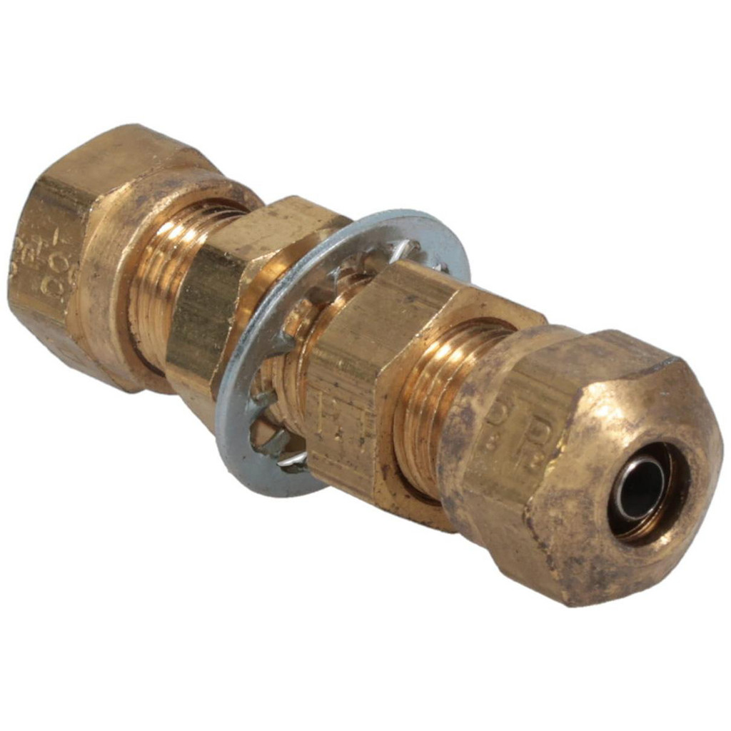 Parker Compression Tube Bulkhead Union: 1/4" Tube OD, Compression x Compression - Brass, D.O.T. FMVSS571.106, SAE J1131 & SAE J246 | Part #62NBH-4