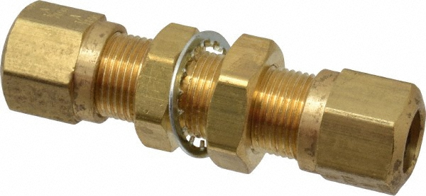 Parker Compression Tube Bulkhead Union: 3/8" Tube OD, Compression x Compression - Brass, D.O.T. FMVSS571.106, SAE J1131 & SAE J246 | Part #62NBH-6
