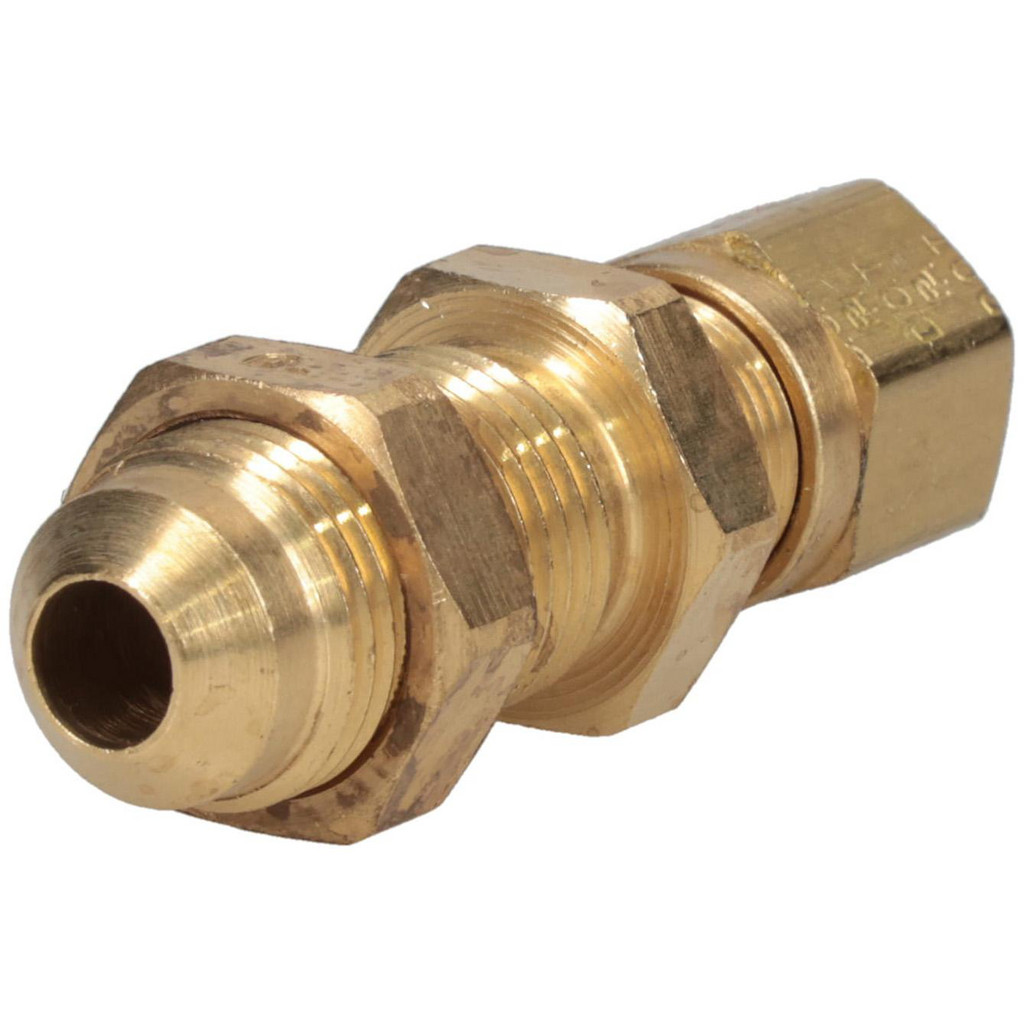 Parker Compression Tube Bulkhead Union: 3/8" Tube OD, Compression x Compression - Brass, D.O.T. FMVSS571.106, SAE J1131 & SAE J246 | Part #62NFBH-6