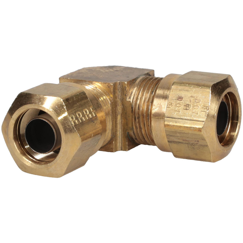Parker Compression Tube Union Elbow: 5/8" Tube OD, Compression x Compression - Brass, D.O.T. FMVSS571.106, SAE J1131, SAE J246 & SAE 100201 BA