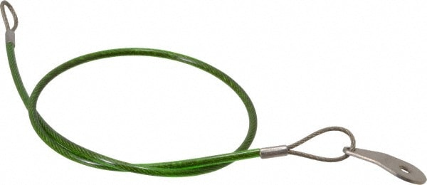 20" Long, Stainless Steel Cable Loop & Tab with Hole End, Quick Release Pin Lanyard