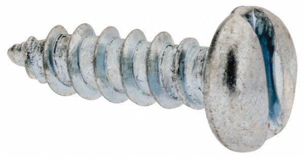 Sheet Metal Screw: #6, Pan Head, Slotted Drive, 1/2" Length Under Head