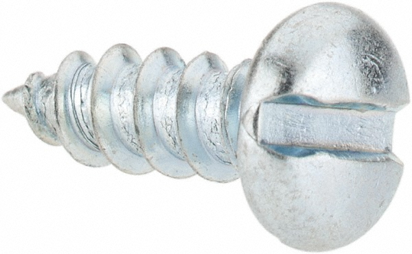 Sheet Metal Screw: #8, Pan Head, Slotted Drive, 1/2" Length Under Head