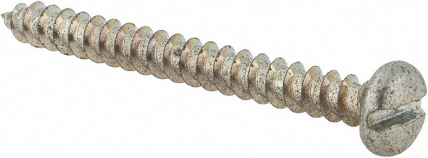 Sheet Metal Screw: #10, Pan Head, Slotted Drive, 2" Length Under Head