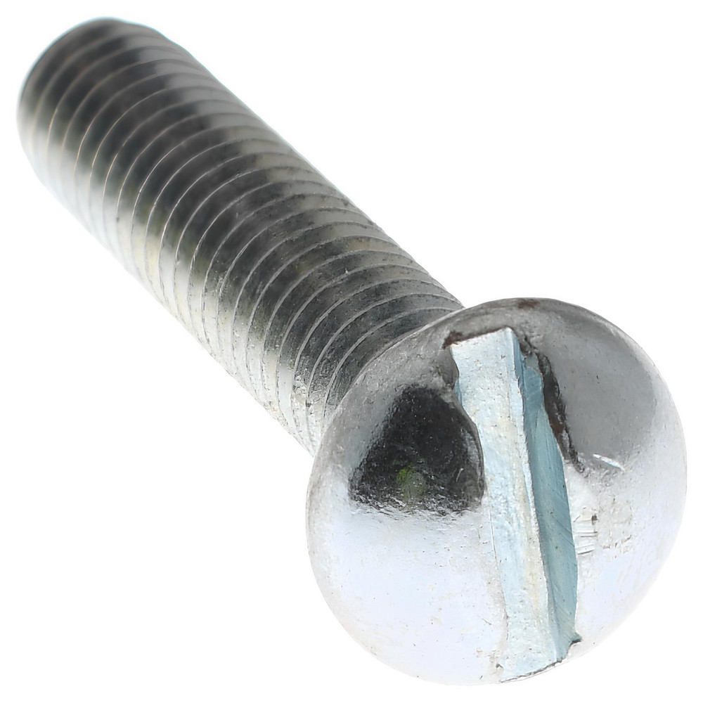 Machine Screw: #8-32, 7/8" Length Under Head, Round Head, Slotted - Alloy Steel, Zinc Finish